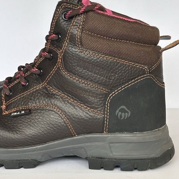 Wolverine Womens 8.5M Piper 6" Ankle Work Boots Safety Comp Toe Lace‎ Up Brown - Picture 2 of 14